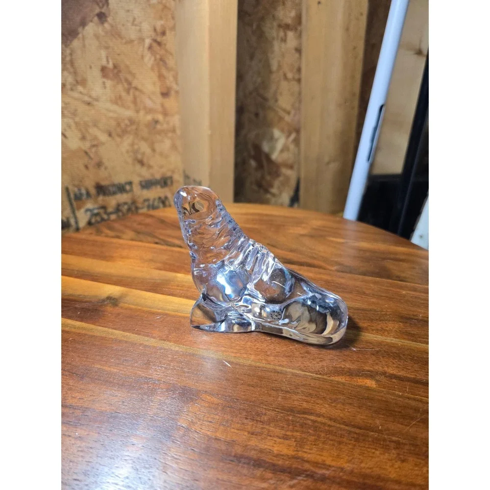 Baccarat Crystal Walrus Figurine Paperweight Made in France Clear Glass Animal
